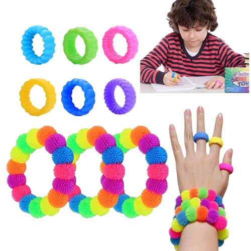 Sensorik Spielzeug,9 Stück Fidget Toys Set Akkupressurringe Anti Stress Ring für ADD,ADHS Autismus Spielzeug ab 3 4 5 6 7 8 9 10 11 12 Jahre Geschenk Kindergeburtstag Mitgebsel Set