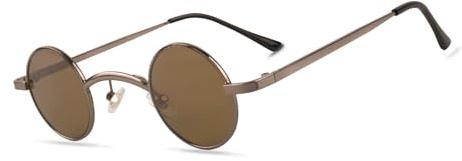 besbomig Steampunk Herren Damen Runde Sonnenbrille Hippie Klein Brille | 70er 80er 90er Jahre Accessoires Partybrille Fasching Karneval Ovale Hip Hop Lustige Brillen