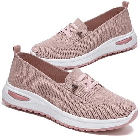 GYCF Scarpe Senza Lacci Ortopediche, Scarpe Estive Donna, Sneaker Ultraleggeri, Scarpe da Passeggio Traspiranti Rete Elastica,Estive Mesh Scarpe Slip On Antiscivolo,Rosa,42EU