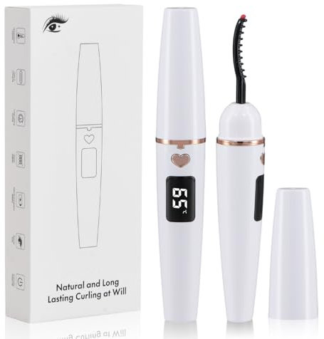 Mapille Heated EyeLash Curler,Wimpernzange Beheizbar Elektrische Wimpernzange 10s Schnelles Aufheizen Wimpern Curler,4 Heizmodi Beheizbare Wimpernzange mit LED Display Auto Off Für Make-up (Weiß)