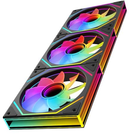 TZMRIT PRISM 6MAX 120mm Infinite Mirror ARGB PC Lüfter mit PWM Control und ARGB Effekt,Dreiseitiger unendlicher Spiegel an der Seite (BK Reverse Flow-X3)