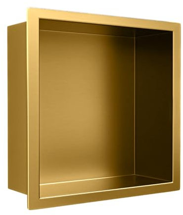 Rectangular Single Layer Shower Shelf, Brushed Stainless Steel Shower Niche, Recessed Wall Niche for Bathroom Storage Over Mount Installation,Gold,12.5x4.9in