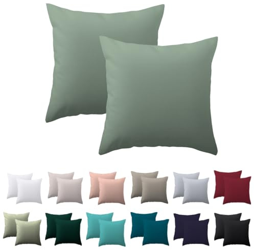 Nesture Kissenbezug 80x80 2er Set, Hellgrün, 100% Mikrofaser | Kopfkissenbezug 80x80cm mit Reißverschluss, kissenhülle weich & bügelfrei, atmungsaktiv, Pflegeleicht bei 60°C waschbar