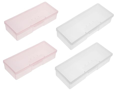 Beatifufu 4pcs Small Manicure Tool Storage Boxes Transparent Nail Tool Holders Nail File Containers for Home and Professional Techs