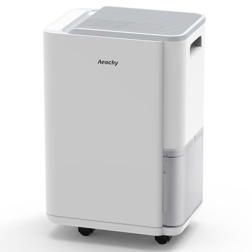 AEOCKY 25L/d Dehumidifier for Home, Applicable to 200m³ (50m²), Smart Compressor Dehumidifier with Drain Hose, for Bedroom, Bathroom, Basement