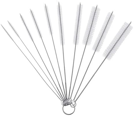 Cleaning Brush Set, 10 PCS Drinking Straw Cleaner Brush Set for Nozzle Clean, Drinking Straw, Wine Bottle, Cup, White