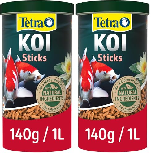 Tetra Koi Pond Fish Food Sticks 140g - biologically balanced for koi fish (Pack of 2)