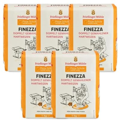 Bielmeier Frießinger Mühle Pizzamehl Finezza 5×1 kg – Semola Rimacinata aus Hartweizengrieß für Pizza & Pasta – fein gemahlen für elastischen Teig, knusprige Kruste & aromatische Genussvielfalt