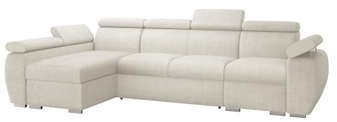 Mirjan24 Ecksofa Boston LCP, Eckcouch mit Schlaffunktion und 2 Bettkästen, Polsterecke mit Einstellbare Kopfstützen, L-Sofa, Wohnlandschaft (Flow 06, Seite: Links - LCP+2R+1P(65)