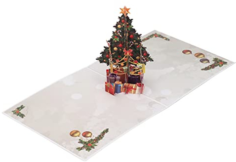 HUSHUI Biglietto di Natale 3D Squisito Design Dell'albero di Natale per gli Auguri delle Vacanze, Carta Premium, Assemblato a Mano, 1 unità