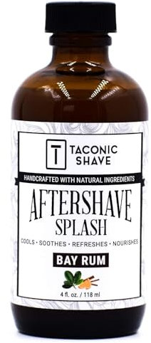 Taconic Shave, natürliches Aftershave Splash 4oz Bay Rum - Hautkühlende, erfrischende und feuchtigkeitsspendende After-Shave-Flüssigformel mit rein natürlichen Inhaltsstoffen