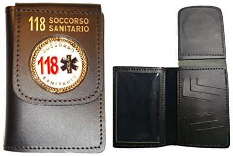 Portafogli in cuoio con Placca 118 Soccorso Sanitario 1WD55 Vega Holster