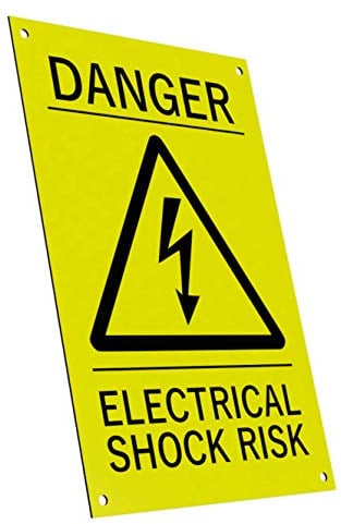 Warnschild Danger of Electrical Shock, mit Gravur, Gelb/Schwarz