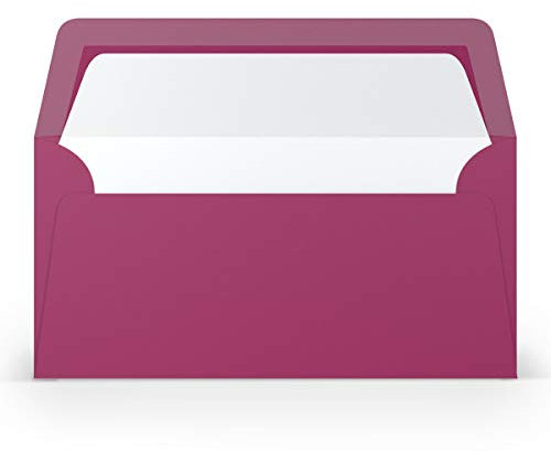 PAPERADO 25 Briefumschläge DIN lang/DL - Amarena gerippt Magenta Violett - 100 g/m² Kuvert ohne Fenster 22 x 11 cm - Umschläge mit Nassklebung gerader Klappe