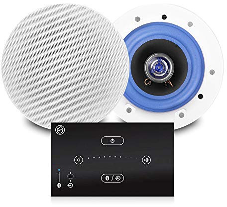 Power Dynamics Bluetooth Ceiling Speaker System - Systemline E50 Touch Wall Amplifier & Pair of PD ESCS6 6.5-Inch Coaxial Speakers, Wireless Home Audio, Alexa Compatible, Gesture Control Amplifier