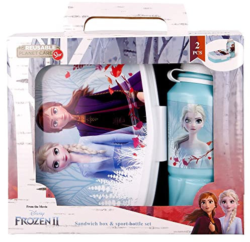 SET VUELTA AL COLE (BOTELLA SPORT EASY 420 ML Y SANDWICHERA RECTANGULAR) FROZEN II BLUE FOREST