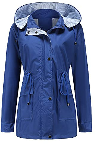 YFFUSHI Femme Manteau Imperméable Léger Blouson Hooded avec Ceinture Parka Coupe-Vent Respirant pour Printemp Automne