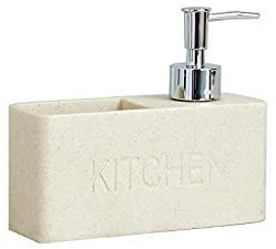 zhanwang Distributeur de savon avec porte-éponge, motif marbre noir, pour l’étagère de cuisine, l'évier, le rangement et l’ordre, la décoration de cuisine, jaune