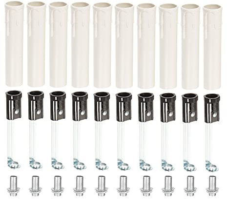 sourcing map 10Set Kronleuchter Lampenfassung für E12 Kandelaber mit weiß Kerzenabdeckhülse