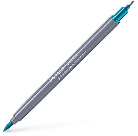 Faber-Castell Creative Studio Goldfaber Aqua Dual Marker, helles Kobalttürkis, Einzelmarker, für Kunst, Handwerk, Zeichnen, Skizzieren, Zuhause, Schule, Universität, Ausmalen