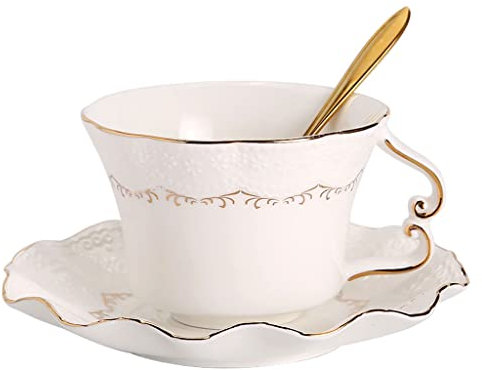ZOGBX Juego de Tazas de la Tarde Inglesa Vintage,Taza de Café de Porcelana con Borde,Servicio de café de Porcelana,Conjunto de té de la Tarde, Juego de café,(5,63 oz)