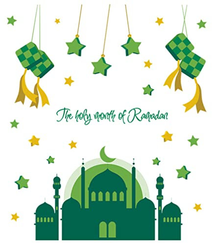 IMIKEYA 2 Blätter Aufkleber Eid Mubarak Partydekorationen Hajj Star Castle Wandklammern Ramadan- -Dekoration Eid Mubarak Wanddekorationen Bürotapete Muslim Kühlschrankmagnet Kind PVC