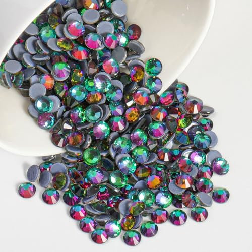 Beadsland 2880 Stück Grüner Vulkan Hotfix Strasssteine, Hitzefix Strasssteine zum Basteln, Hotfix Kristall Runde Edelsteine, Grüner Vulkan (SS6/1,9–2,1 mm)