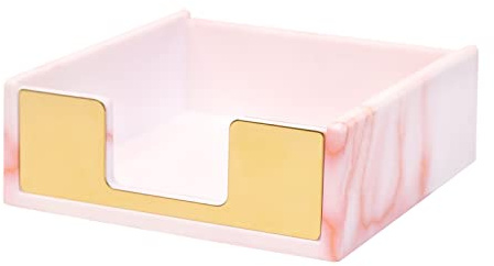 etspolt Haftnotizhalter, Marmor, Rosa, Haftnotizspender, Acryl-Notizblock-Halter, Haftnotizblock, Halter für Schreibtisch-Organizer, Bürobedarf