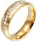 Ayoiow Vintage Ringe Damen, Edelstahl Ringe Damen Breit 5 mm Zirkonia Freundschaftsringe Gold Ring Größe 65 (20.7)