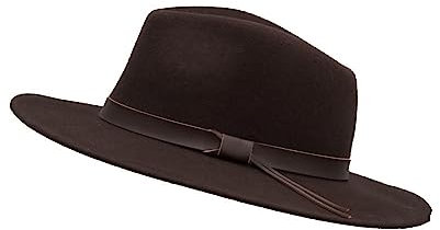 Walker & Hawkes Ranger - Unisex Fedora-Hut aus verformbarem Filz - mit Lederband - Braun - XL (60cm)