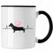 Trendation - Dackel Tasse Geschenke Dachshund Rauhaardackel Lustig Herzschlag (Schwarz)