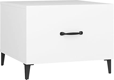 vidaXL Coffee Table with Metal Legs White 50x50x40 cm