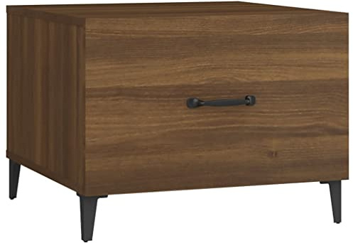 vidaXL Coffee Table with Metal Legs Brown Oak 50x50x40 cm