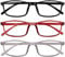 URAQT Blaulichtfilter Brille, Anti Blaulicht PC Gaming Brillen Modebrille, Blue Light Blocking Glasses, Ohne Stärke Blaufilter Brille für Damen und Herren (Weinrot+Grau+Schwarz)