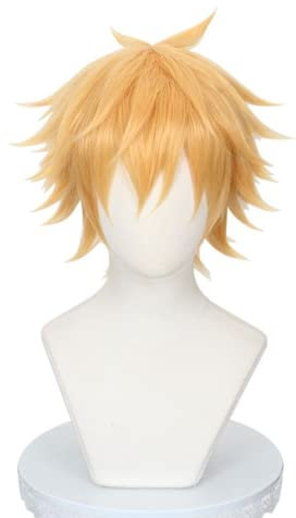 Anime Chainsaw Man Cosplay Wig, Denji Wig, Blonde Short Hair Wigs, with Wig Cap, for Halloween Carnival Costume Party Accesorios