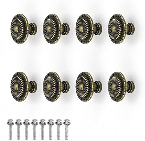 DEANKEJI 32mm Cupboard Knobs, 8 Pieces Vintage Drawer Knobs, Cupboard Handles with Screws Antique Style, Suitable for Cabinets, Shoe Cabinets, Dresser Handles