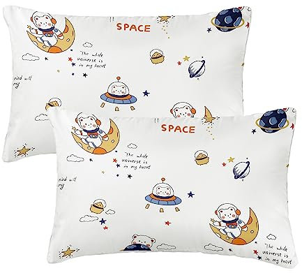 Vicloon Kinder Kissenbezug, 2 Stück Baumwolle Baby-Kissenbezug, weich atmungsaktiv, 40x60 cm Kissenbezug für Jungen Mädchen Bettwäsche -Gelber Mondstil
