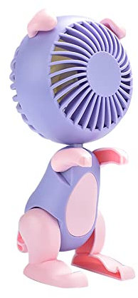MISNODE Mini USB Desk Fan Quiet Portable Fan Dog shaped with a mobile phone stand Cute Fan for Better Cooling on Desktop and Travel (Violet)