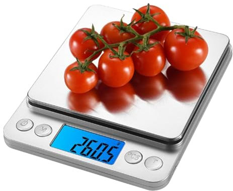 Kasmole Báscula Cocina para Alimentos,Báscula joyería Alta precisión 3 kg | Balanza conteo Quilates Alta precisión Acero Inoxidable para una precisión 0,01 g,