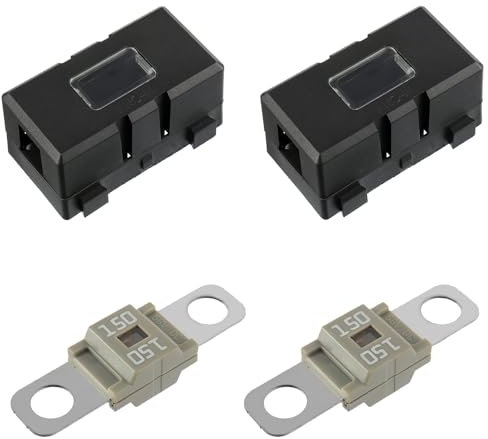 BOJACK 2 Stück ANS Auto-Sicherungshalter und 2 Stück Hochstrom-Bolt-On-Midi-Sicherungen 150A Ampere für Autos, LKWs, Fahrzeuge