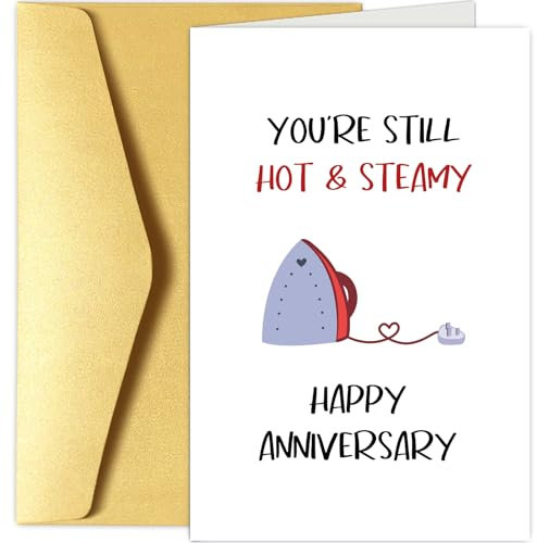 Chenive Funny 6th Anniversary Card for Husband Wife, Iron Anniversary Pun Card for Him Her, 6 Years Wedding Anniversary Card, You're Still Hot and Steamy