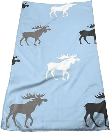 EdNey Handtücher Elch Grau Weiß Schwarz Gesichtshandtücher Waschlappen Badetuch Reisehandtuch Mikrofaser Strandtuch 30x70 cm