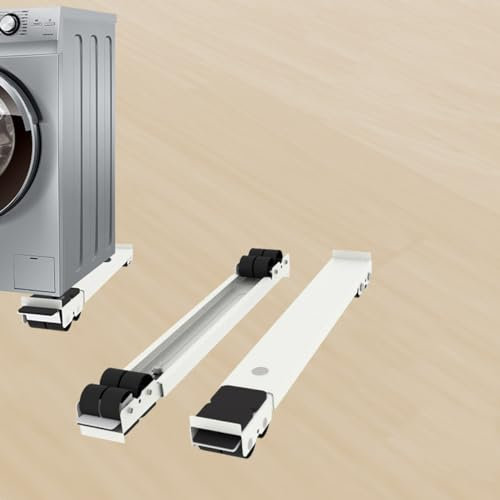 Supporto per lavatrice, asciugatrice, frigorifero, fino a 300 kg, con 24 ruote, freno, 45-72 cm, espandibile (bianco)