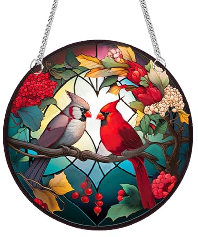 LYEAA Panel Sun Catchers Wall Hanging Decor Waterproof Acrylic Home Decoration Panel with Chain and Hook Window Panel Hanging Sun Catcher Cardinal Horse for Garden Corridors and Home Decora