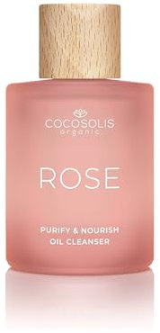 COCOSOLIS ROSE Purify & Nourish Oil Cleanser, huile nettoyante hydratante et démaquillante, vegan, à l'extrait de rose et à la vitamine E