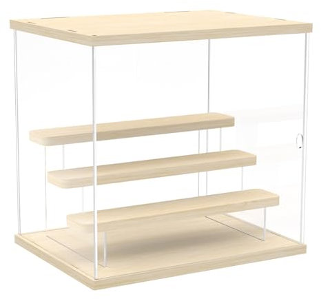 Nynelly Vitrina de acrílico transparente de 4 niveles con puerta, soporte de exhibición, caja de exhibición de acrílico para coleccionables, mini figuras, Pop Mart, Labubu, Sonny Angel, Smiski, a