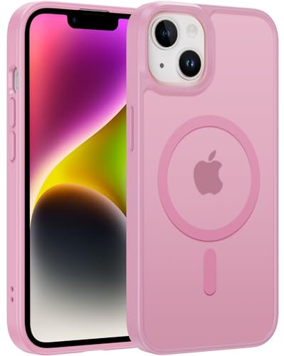 FNTCASE für iPhone 13 Hülle: i Phone 14 Handyhülle Magnetische Translucent Matte Militär Fallschutz Anti Vergilbung Schutzhülle- Robuste langlebige stoßfeste Rosa
