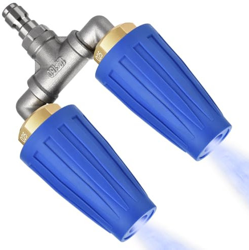 Pressure Washer Turbo Nozzle - 360° Rotating Dual Turbo Nozzle Pressure Washer 4000psi with 1/4 Quick Connector, 4-6 Gpm, Pressure Washer Accessories (Blue)