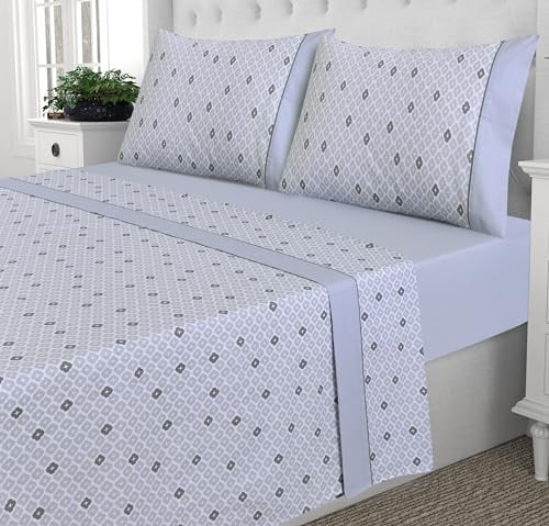 NORA HOME Sabanas 150 x 200 4 Piezas. Juego de Sabanas Cama 150. Algodon/Poliester con Bajera Ajustable - ONA