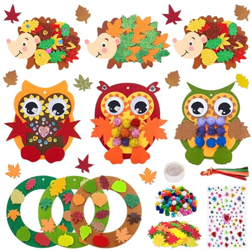 Herbst Basteln mit Kindern, 193 Stück Bastelset Herbst Kinder 3 4 5 6 Jahre | Bastelset Kinder mit Girlande Owl Lgel, Kreativsets Geschenke für Kinder zur Herbstdeko